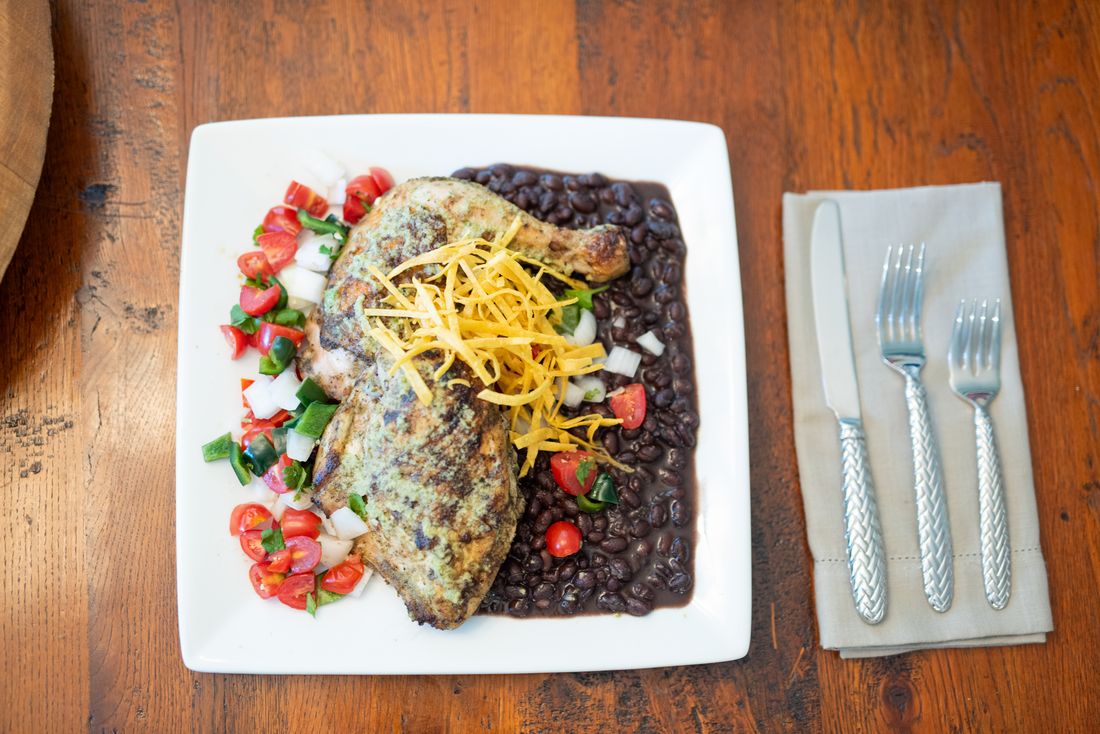 Grilled Southwestern chili lime chicken with black beans and fresh pico de gallo