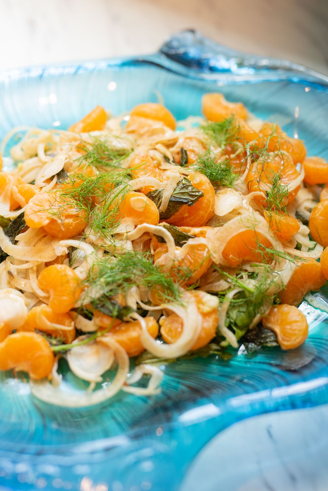 Satsuma and fennel arugula salad with fresh mint